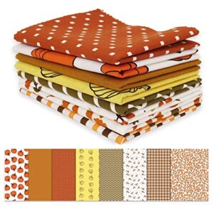 soimoi 8 pc fat quarter bundle, autumn fall theme print 18"x 22" diy patchwork- 100% cotton pre-cut quilting fabric orange, brown, yellow