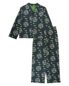disney boys' lightyear 2-piece loose-fit button down pajamas set , space hero, 6
