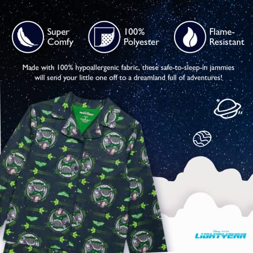 Disney Boys' Lightyear 2-Piece Loose-Fit Button Down Pajamas Set , SPACE HERO, 6