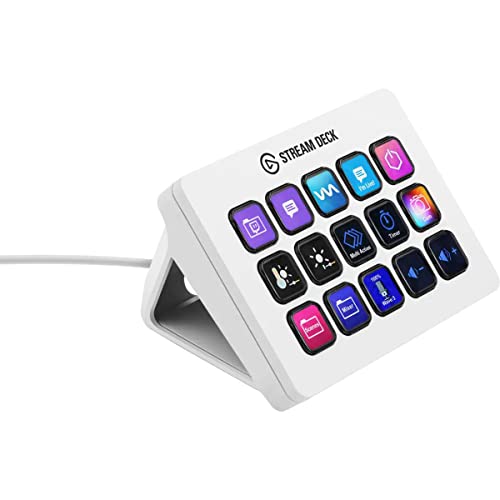 Elgato Stream Deck MK.2 White – Studio Controller, 15 macro keys, trigger actions in apps and software like OBS, Twitch, ​YouTube and more, works with Mac and PC