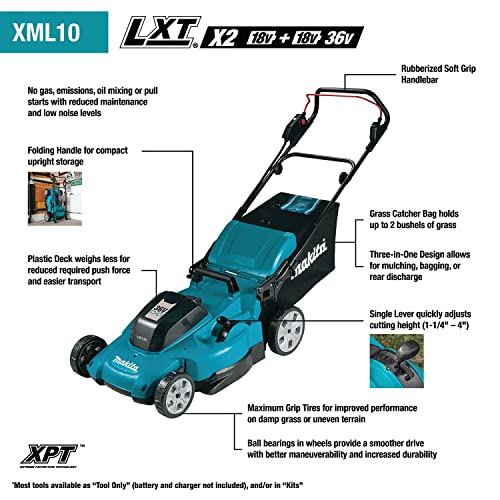 Makita XML10CT1 36V (18V X2) LXT® 21" Lawn Mower Kit with 4 Batteries (5.0Ah)
