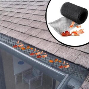 Plastic Gutter Guard Mesh Roof Gutter Protection Screen Roll Leaf Filter Gutter Cover Guard Mesh Protector Roof Leaf Guard No Hooks (0.4m x 4m=(1.3Ft x 13.1Ft), Black)
