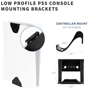 VIVO 2-in-1 Wall and Under Desk Mount Bracket Designed for PS5 Gaming Console, Playstation 5 Standard and Digital Edition, Vertical Wall Display, 2 Controller Mounts, Black, MOUNT-PS5C