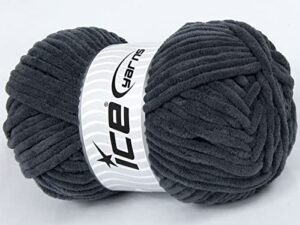 lot of 4 x 100gr skeins ice yarns velvet chenille yarn anthracite