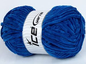 lot of 4 x 100gr skeins ice yarns velvet chenille hand knitting yarn blue