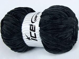 lot of 4 x 100gr skeins ice yarns velvet chenille hand knitting yarn black