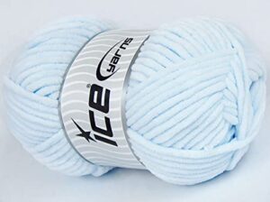 lot of 4 x 100gr skeins ice yarns velvet chenille hand knitting yarn baby blue