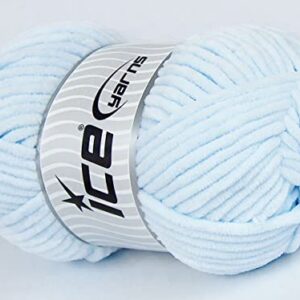 Lot of 4 x 100gr Skeins Ice Yarns Velvet Chenille Hand Knitting Yarn Baby Blue