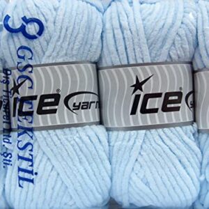 Lot of 4 x 100gr Skeins Ice Yarns Velvet Chenille Hand Knitting Yarn Baby Blue