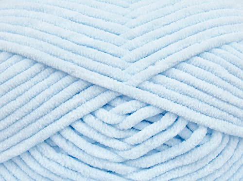 Lot of 4 x 100gr Skeins Ice Yarns Velvet Chenille Hand Knitting Yarn Baby Blue