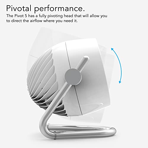 Vornado Pivot5 Whole Room Air Circulator Fan with 3 Speeds, Rotating Axis,White