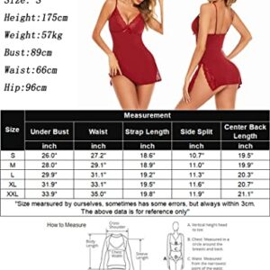 Avidlove Women's Sleepwear Sexy Nightgown for Women Nighty Lingerie Sleepwear Nightwear Wine Red S