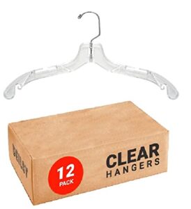 clear plastic crystal hangers for clothes - space saving heavy duty - durable shirt & coat closet hangers dress hangers, 12 pack