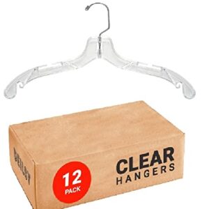 Clear Plastic Crystal Hangers for Clothes - Space Saving Heavy Duty - Durable Shirt & Coat Closet Hangers Dress Hangers, 12 Pack