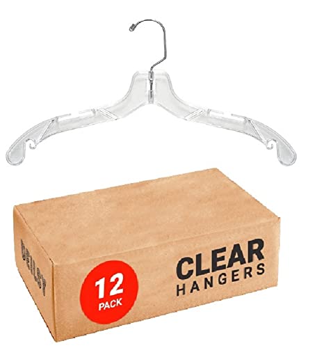 Clear Plastic Crystal Hangers for Clothes - Space Saving Heavy Duty - Durable Shirt & Coat Closet Hangers Dress Hangers, 12 Pack