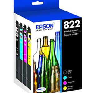 Epson T822 DURABrite Ultra -Ink Standard Capacity Black & Color & T822 DURABrite Ultra Ink High Capacity Black & Standard Color Cartridge Combo Pack (T822XL-BCS)