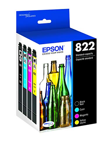 Epson T822 DURABrite Ultra -Ink Standard Capacity Black & Color & T822 DURABrite Ultra Ink High Capacity Black & Standard Color Cartridge Combo Pack (T822XL-BCS)