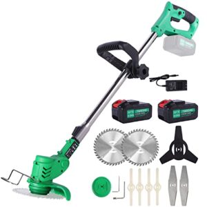 cordless brush cutter weed eater with 9blades,electric weed wacker battery brush cutter battery powered with 2pcs 36tv4ah battery,battery stringless weed wacker for lawn,yard,garden,lightweight