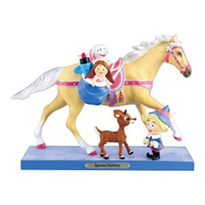 enesco rudolph the red-nosed reindeer by the trail of painted ponies special delivery figurine, 7.28 inch, multicolor
