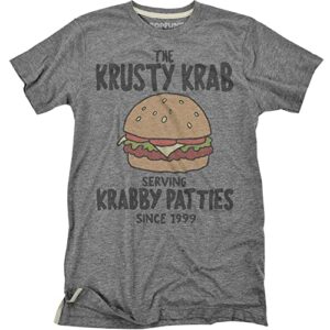 popfunk spongebob krabby patties slim fit unisex adult triblend heather t shirt (small) athletic heather