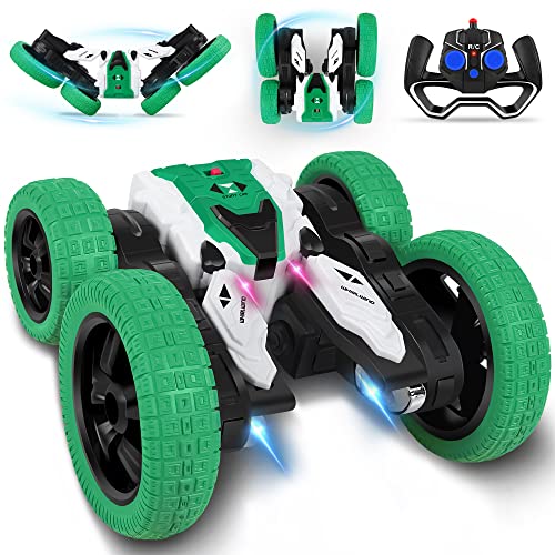 Diuerma RC Stunt Car, Double-Sided Rotation 360° Flips, 4WD Electric Remote Control Car, Indoor Outdoor Car Toy for Boys Girls 4 5 6 7 8 9 10 11 12+ Year Old Birthday Gifts (Green)