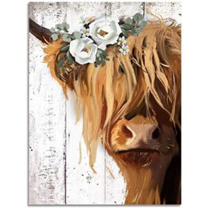 paint by numbers for adults, paint by numbers for kids beginner paint canvas oil painting for highland cow wall art (without frame 15.7x19.7inch)