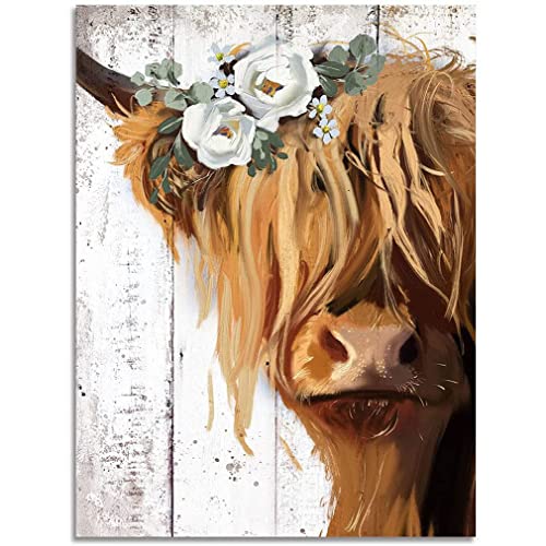 Paint by Numbers for Adults, Paint by Numbers for Kids Beginner Paint Canvas Oil Painting for Highland Cow Wall Art (Without Frame 15.7x19.7inch)