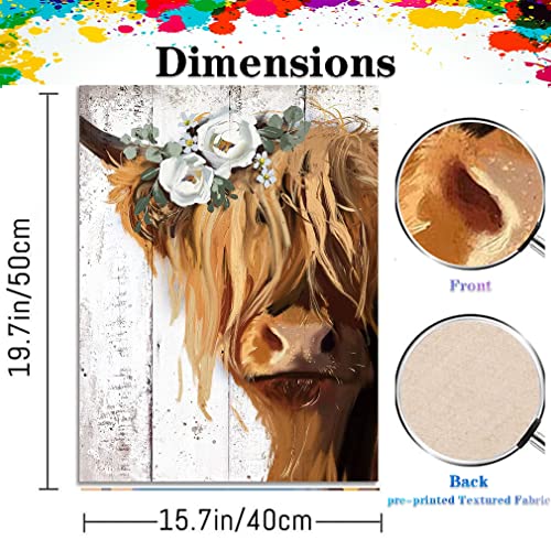 Paint by Numbers for Adults, Paint by Numbers for Kids Beginner Paint Canvas Oil Painting for Highland Cow Wall Art (Without Frame 15.7x19.7inch)