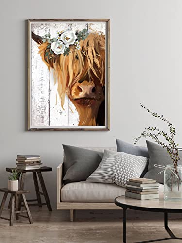 Paint by Numbers for Adults, Paint by Numbers for Kids Beginner Paint Canvas Oil Painting for Highland Cow Wall Art (Without Frame 15.7x19.7inch)