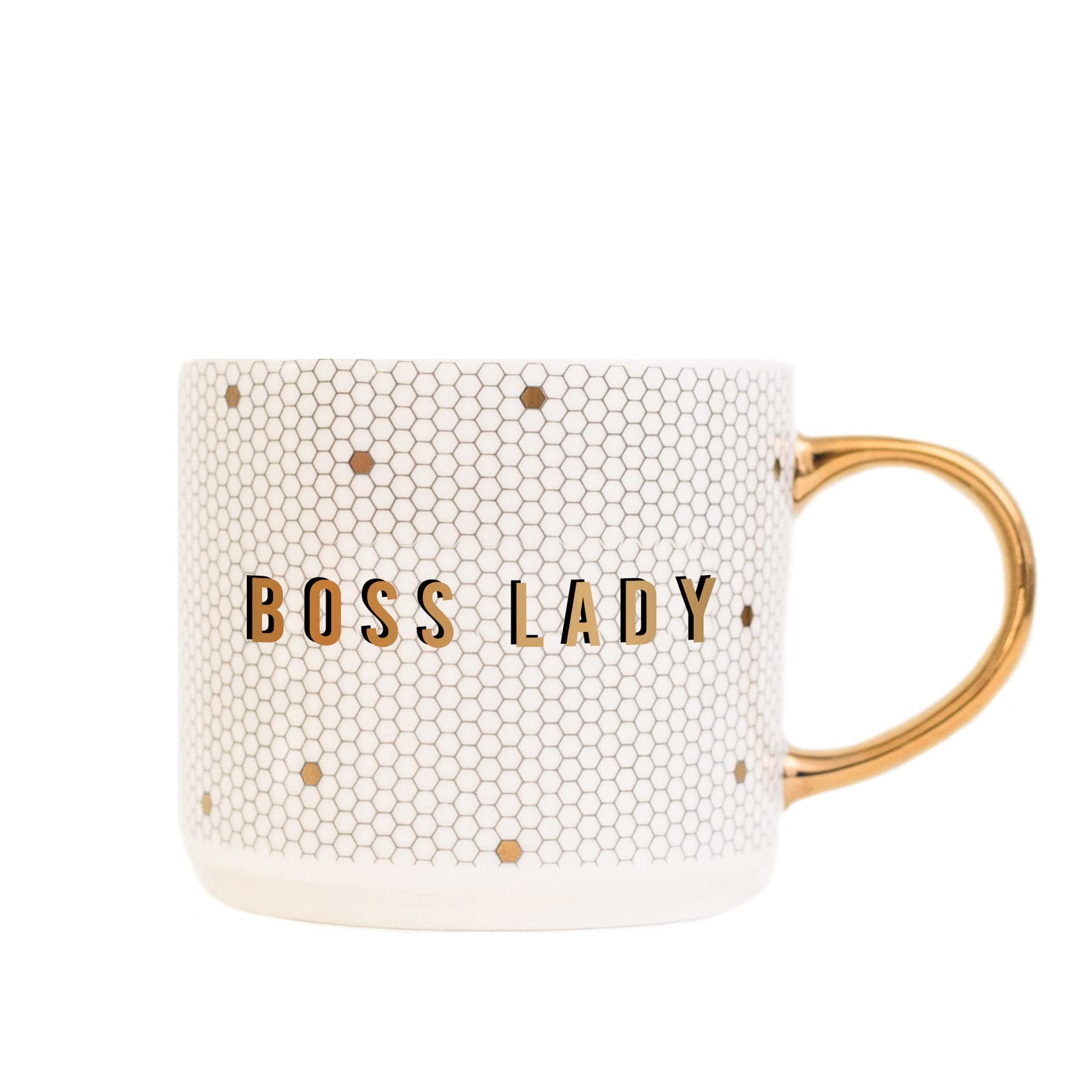 Sweet Water Decor Tile Coffee Mugs | Novelty Coffee Mugs | 17oz Gold Handle Coffee Cup | Microwave & Dishwasher Safe | Cute Coffee Mug | Birthday Gift (Boss Lady)