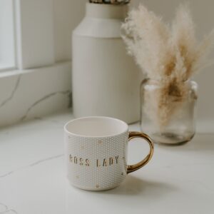 Sweet Water Decor Tile Coffee Mugs | Novelty Coffee Mugs | 17oz Gold Handle Coffee Cup | Microwave & Dishwasher Safe | Cute Coffee Mug | Birthday Gift (Boss Lady)
