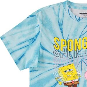 Mens Spongebob Squarepants Classic Shirt - Spongebob, Patrick & Krusty Krab Tie Dye T-Shirt (Blue Dye, X-Large)