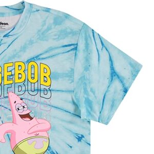 Mens Spongebob Squarepants Classic Shirt - Spongebob, Patrick & Krusty Krab Tie Dye T-Shirt (Blue Dye, Small)