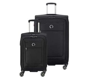 delsey paris softside expandable luggage with spinner wheels, black. large and carry-on.