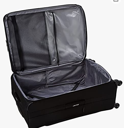 DELSEY Paris Softside Expandable Luggage with Spinner Wheels, Black. Large and Carry-On.