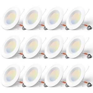 amico 5/6 inch 5cct led recessed lighting 12 pack, dimmable, damp rated, 12.5w=100w, 950lm can lights with baffle trim, 2700k/3000k/4000k/5000k/6000k selectable, retrofit installation - etl & fcc