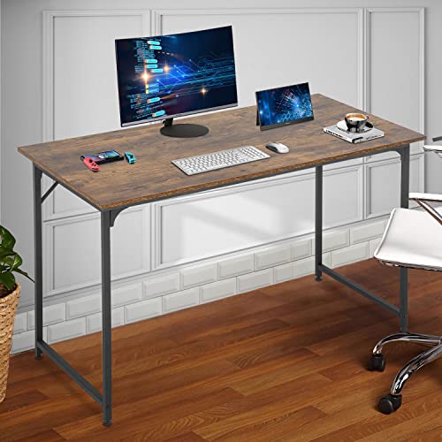 Computer Desk Home Office Desk 48”W x 24”D Gaming Desk Corner Writing Black Large Student Art Modren Simple Style PC Wood and Metal Desk Workstation for Small Space，Vintage