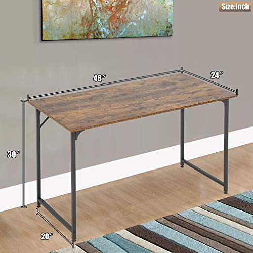 Computer Desk Home Office Desk 48”W x 24”D Gaming Desk Corner Writing Black Large Student Art Modren Simple Style PC Wood and Metal Desk Workstation for Small Space，Vintage