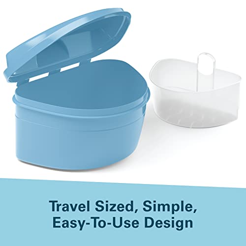 Denture Bath Case and Retainer Case | FSA HSA Approved | Denture Cleaner Cup for Invisalign Retainers Mouthguards and Dentures Cleaner Kit with Strainer Spill-Free Portable Retainer Cleaner Case