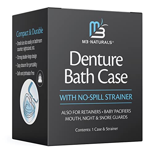 Denture Bath Case and Retainer Case | FSA HSA Approved | Denture Cleaner Cup for Invisalign Retainers Mouthguards and Dentures Cleaner Kit with Strainer Spill-Free Portable Retainer Cleaner Case
