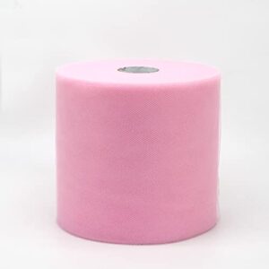 tulle fabric rolls by yards, tulle organza fabric spool for diy decor wedding backdrop crafts birthday party supplies tulle spool for gift bow craft tutu skirt (6" x 300 yards, pink)