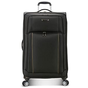traveler's choice lares softside expandable luggage with spinner wheels, black, checked 30-inch