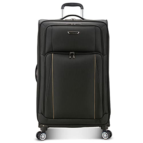 Traveler's Choice Lares Softside Expandable Luggage with Spinner Wheels, Black, Checked 30-Inch