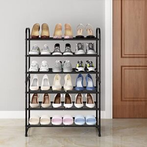 Simple Trending 3-Tier Stackable Shoe Rack, Expandable & Adjustable Shoe Shelf Storage Organizer, Wire Grid, Black