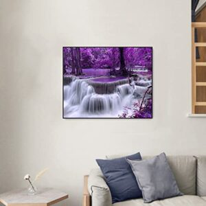 LETEYO DIY Paint by Numbers Purple Waterfalls for Adults on Canvas Oil Painting by Number Kit Drawing Paintwork 16" W x 20" L