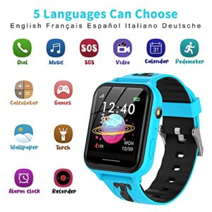 Jsbaby Smart Watch for Kids,Kids Smart Watch Boys Girls with SOS Call,Music Player,Pedometer,Math Games,Camera,Alarm,Recorder,Calculator,Mp3,for Birthday Gift Children (deep Blue) …