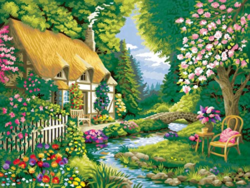 Ravensburger CreArt River Cottage Paint by Numbers Kit for Adults - Painting Arts and Crafts for Ages 14 and Up