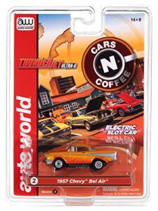 auto world thunderjet cars n coffee 1957 chevrolet bel air (orange) ho scale slot car