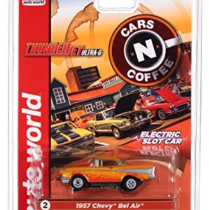 Auto World Thunderjet Cars N Coffee 1957 Chevrolet Bel Air (Orange) HO Scale Slot Car