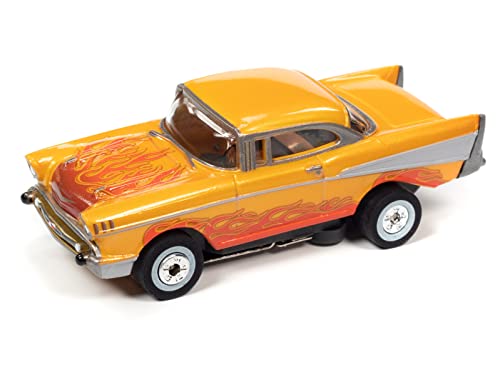 Auto World Thunderjet Cars N Coffee 1957 Chevrolet Bel Air (Orange) HO Scale Slot Car